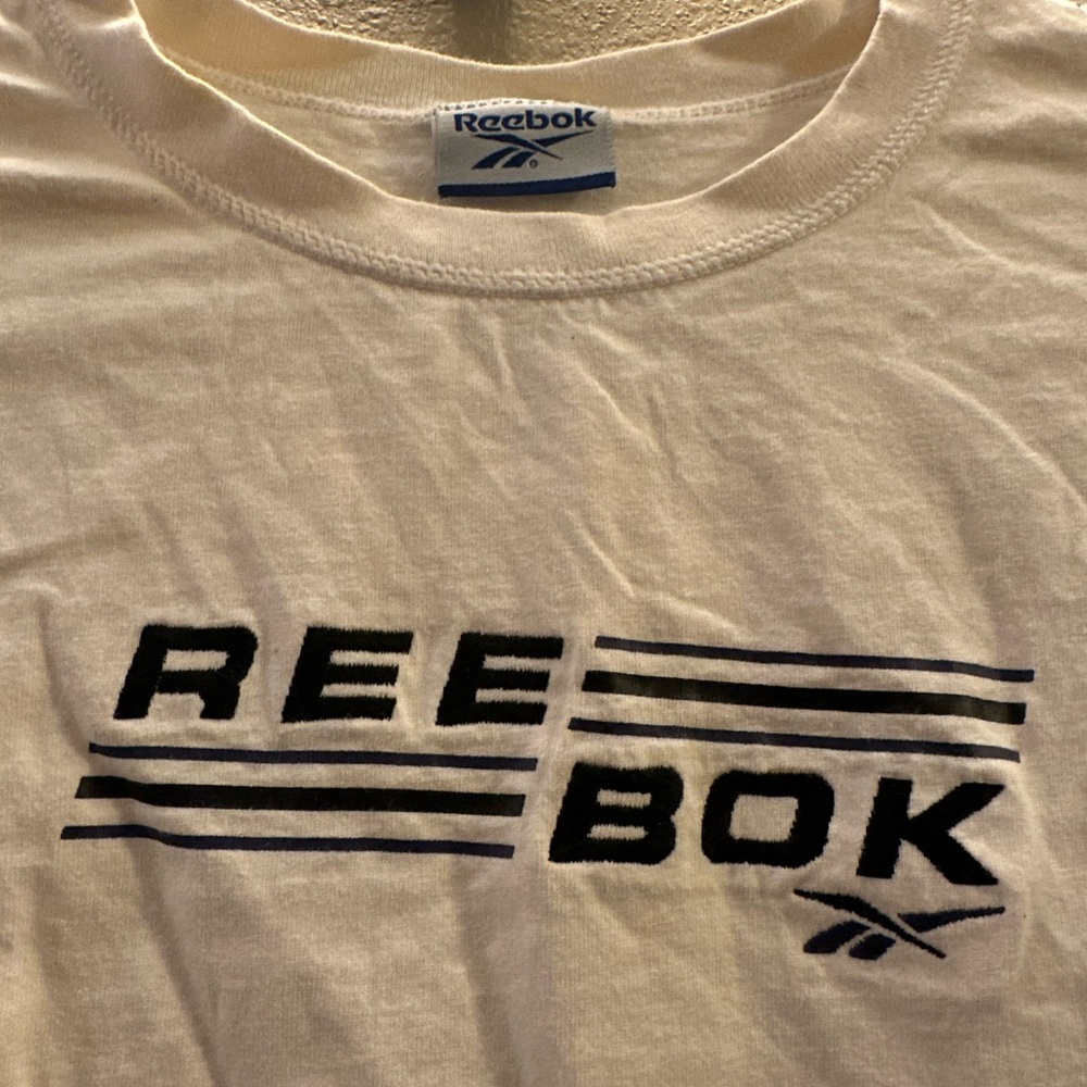 Reebok White Tee with Black/Blue Graphic